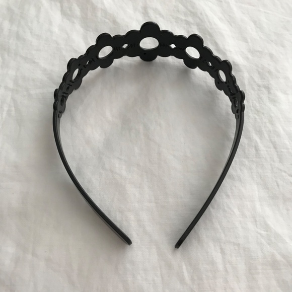 Girl's Flower Headband Black White Polka Dot - Picture 2 of 6